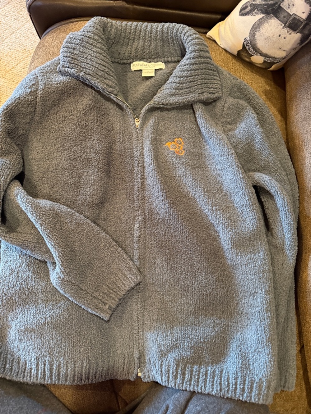 Plush Full-Zip Cozy Jacket with Embroidered Logo